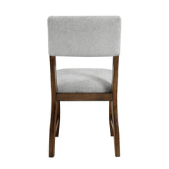 Contemporary Dining Side Chairs Set of 2 Durable Gray Chenille Fabric Upholstered Comfort Seat Back Wooden Furniture