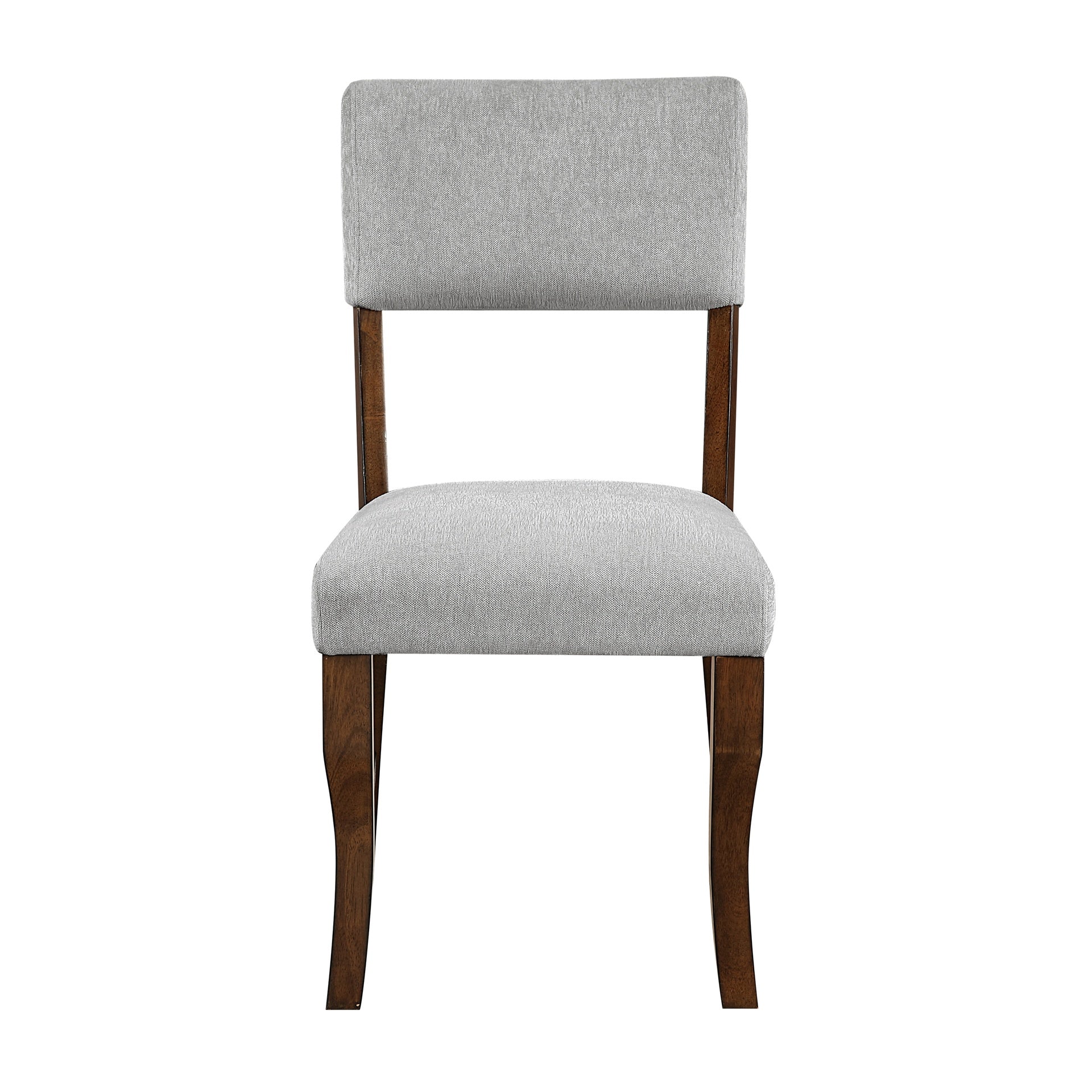 Contemporary Dining Side Chairs Set of 2 Durable Gray Chenille Fabric Upholstered Comfort Seat Back Wooden Furniture