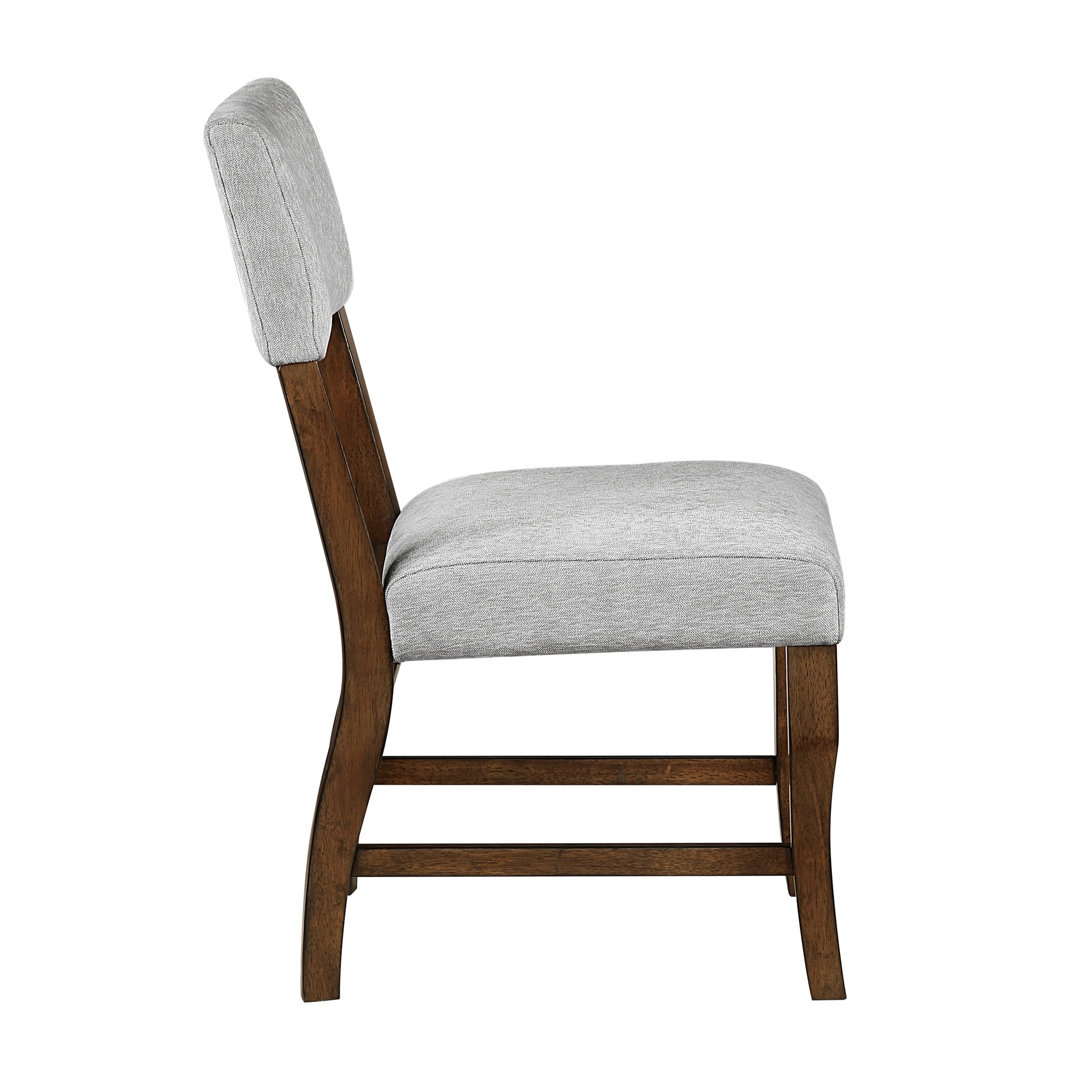 Contemporary Dining Side Chairs Set of 2 Durable Gray Chenille Fabric Upholstered Comfort Seat Back Wooden Furniture
