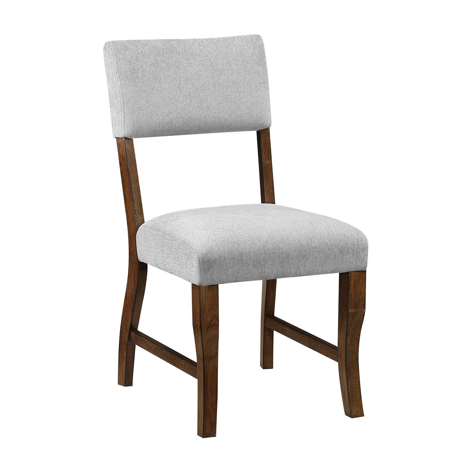 Contemporary Dining Side Chairs Set of 2 Durable Gray Chenille Fabric Upholstered Comfort Seat Back Wooden Furniture