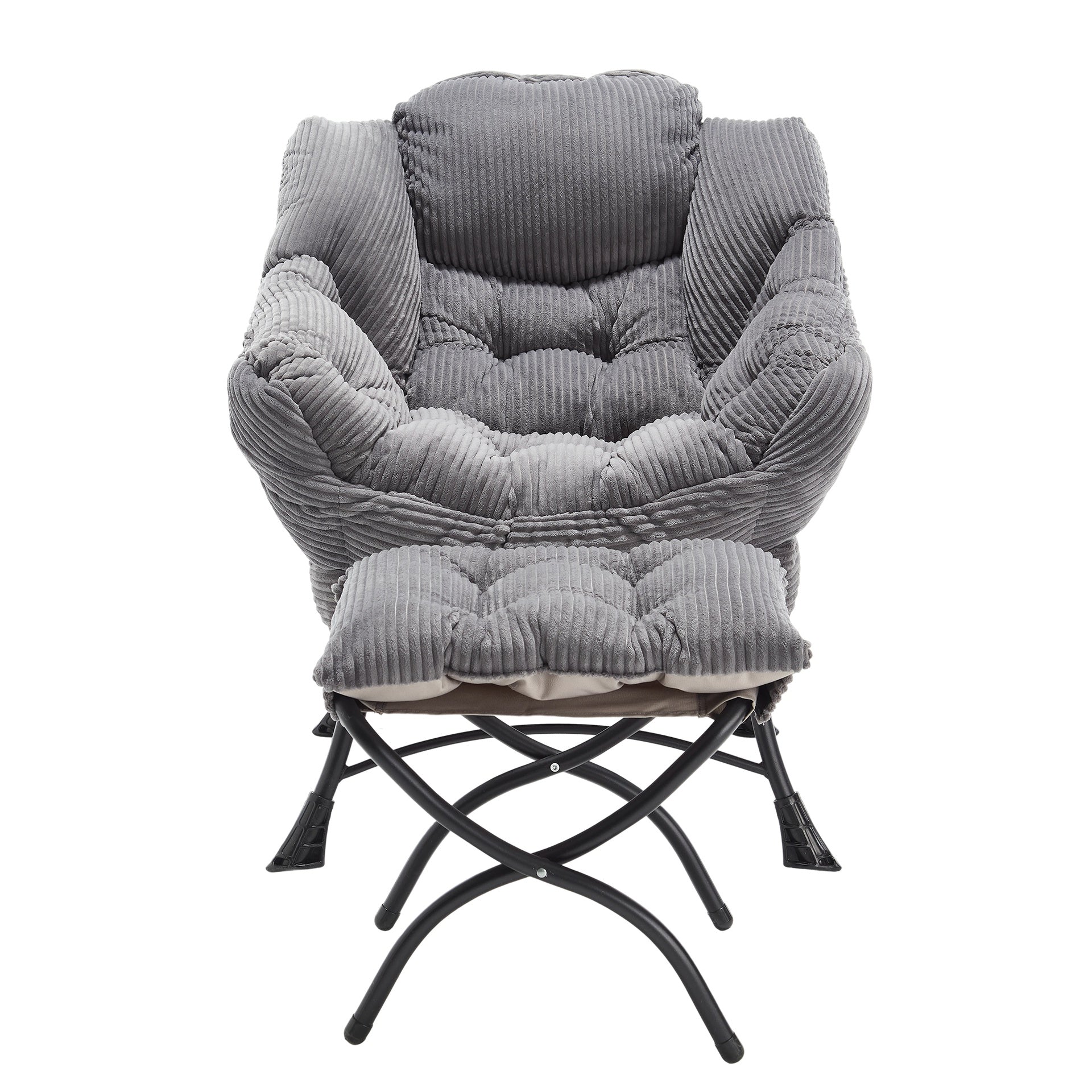 Lazy Chair with Ottoman, Modern Lounge Accent Chair with Armrests and a Side Pocket, Leisure Upholstered Sofa Chair Reading Chair with Footrest for Small Space, Corner Chair-Grey