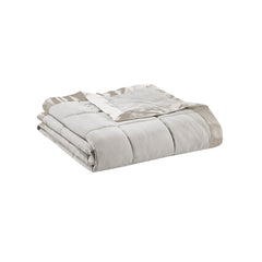 Lightweight Down Alternative Blanket with Satin Trim Grey Full/Queen