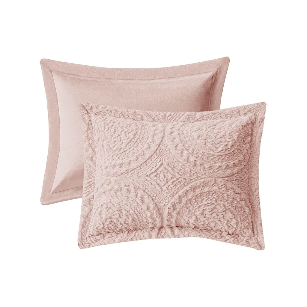 Full/Queen Embroidered Medallion Faux Fur Ultra Plush Comforter Mini Set