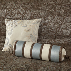 12 Piece Comforter Set with Cotton Bed Sheets Blue/Brown King