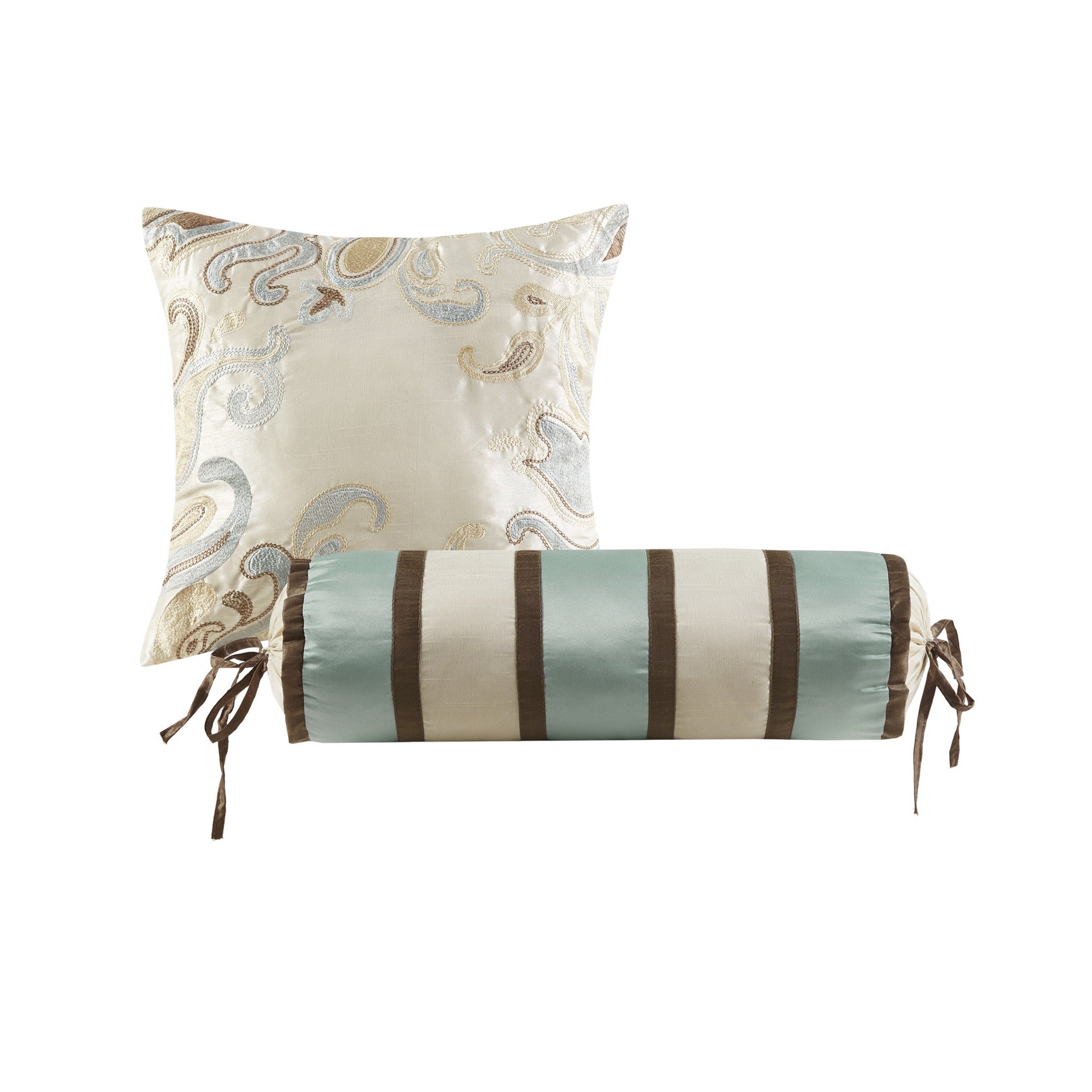 12 Piece Comforter Set with Cotton Bed Sheets Blue/Brown King