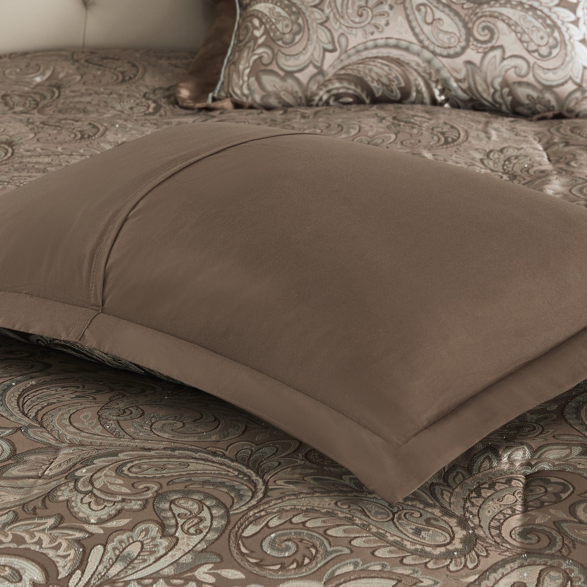 12 Piece Comforter Set with Cotton Bed Sheets Blue/Brown King