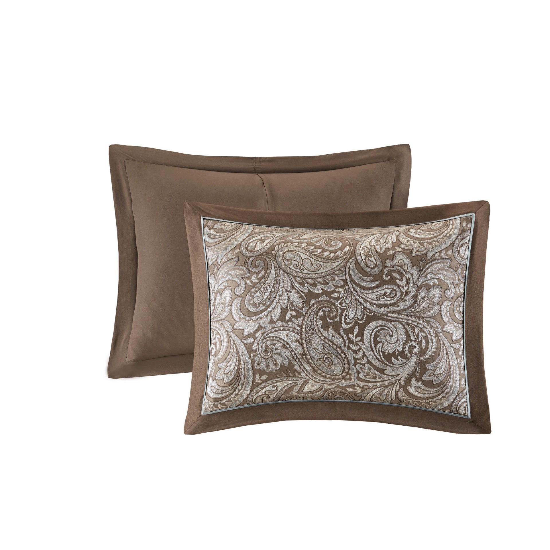 12 Piece Comforter Set with Cotton Bed Sheets Blue/Brown King