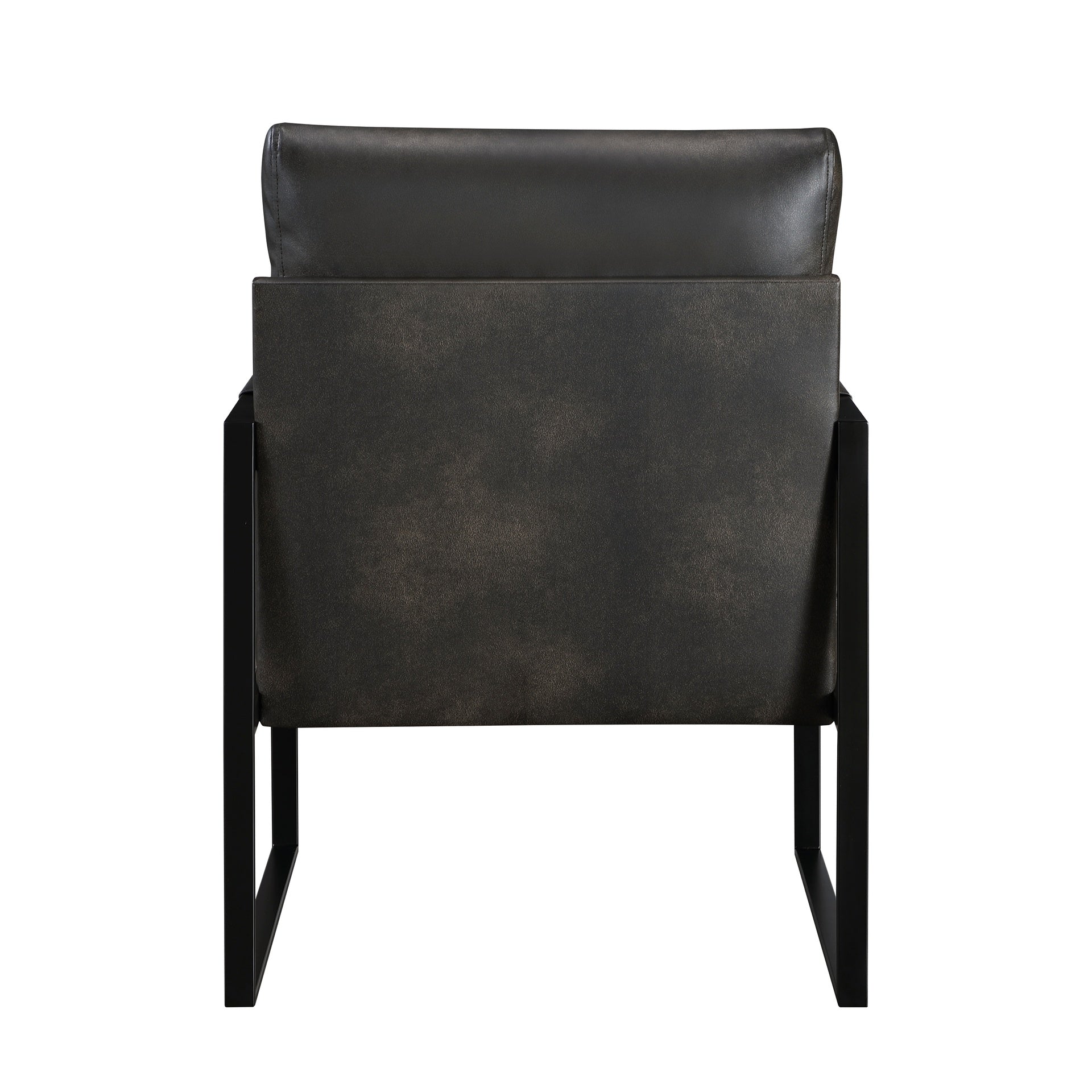 Modern Accent Chair Cushioned Seat Dark Gray Faux Leather Upholstery Black Metal Frame 1pc Style Comfort Durability Elegance Look