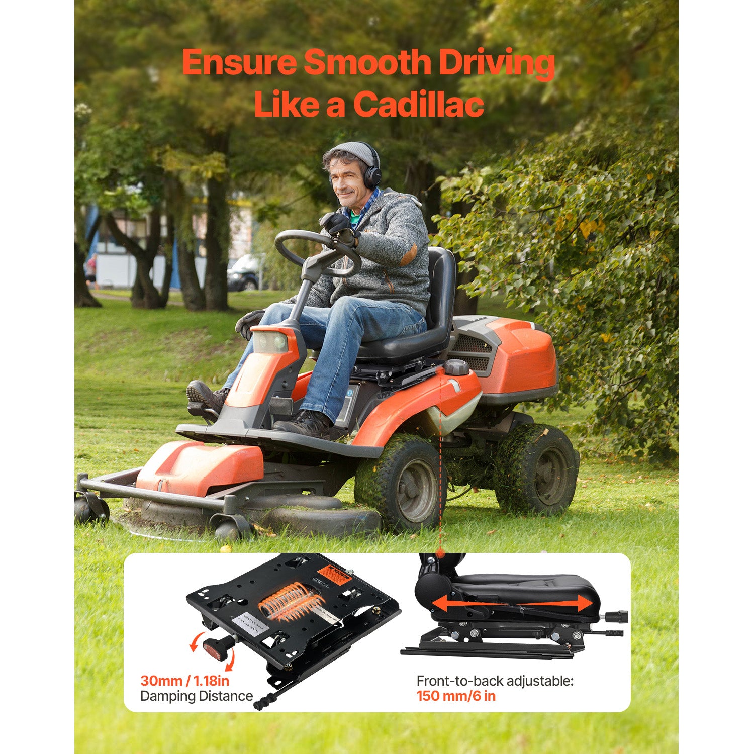 Universal Seat Suspension Kit with Seat Slider Fits Lawn Mower Tractor Forklift
