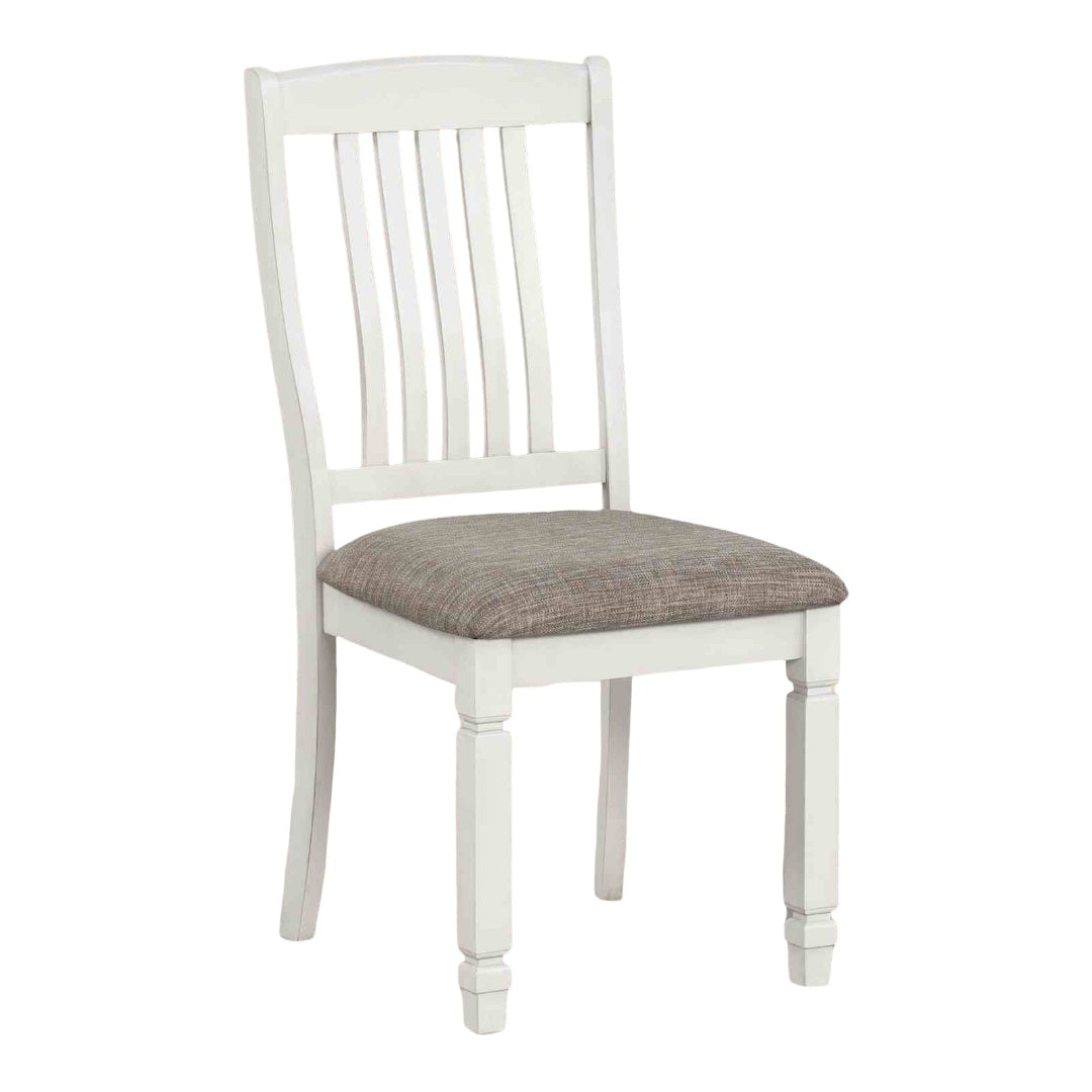 Farmhouse Style 2pc Side Chair Slat Back Upholstered Seat Rustic White Finish Dining Room Furniture