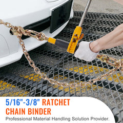Ratchet Chain Binder, 5/16"-3/8" Heavy Duty Load Binders, with G80 Chains 7100 lbs Secure Load Limit, Labor-saving Anti-skid Handle, Tie Down Hauling Chain Binders for Flatbed Truck Trailer, 2 P