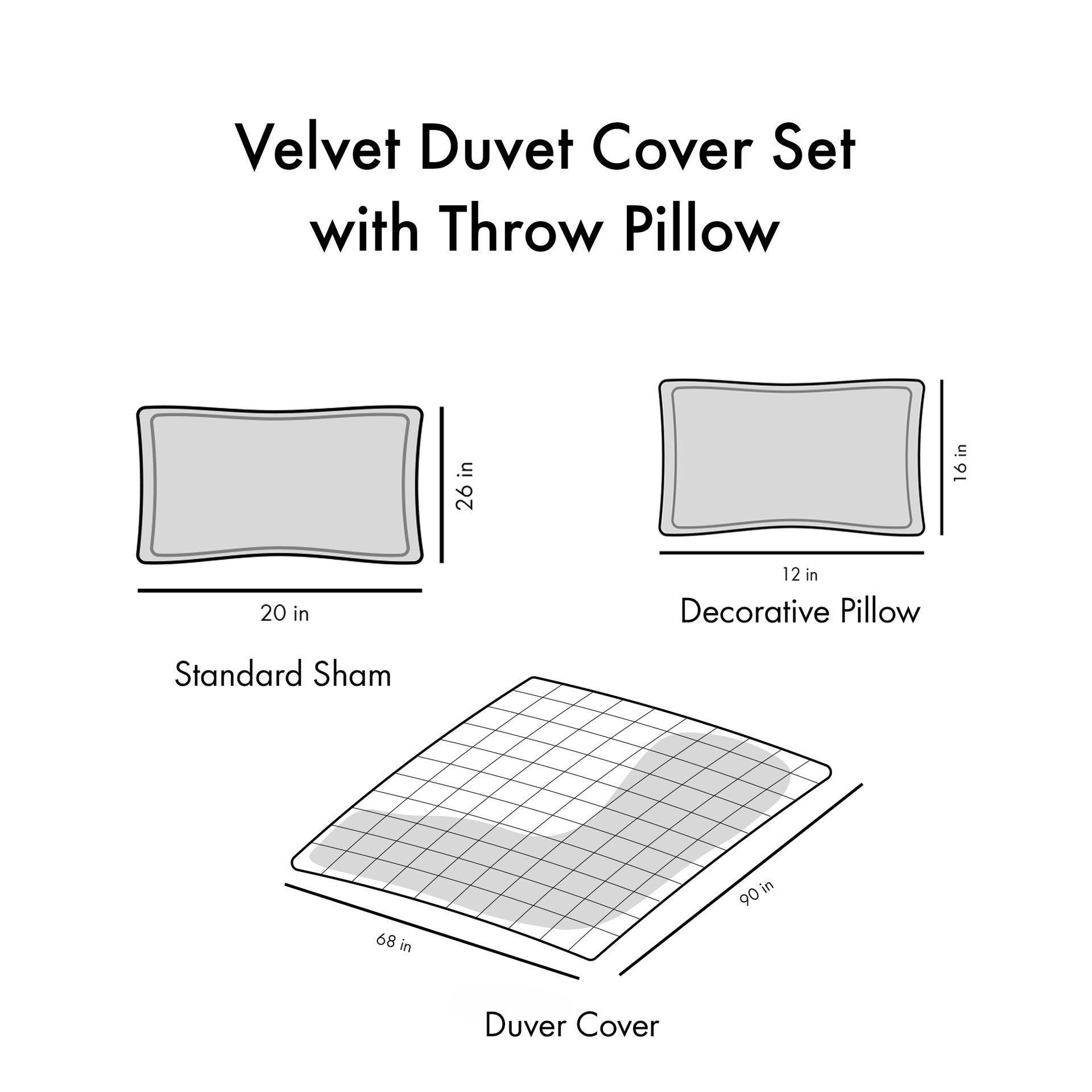 Twin/Twin XL Velvet Duvet Cover Set with Throw Pillow