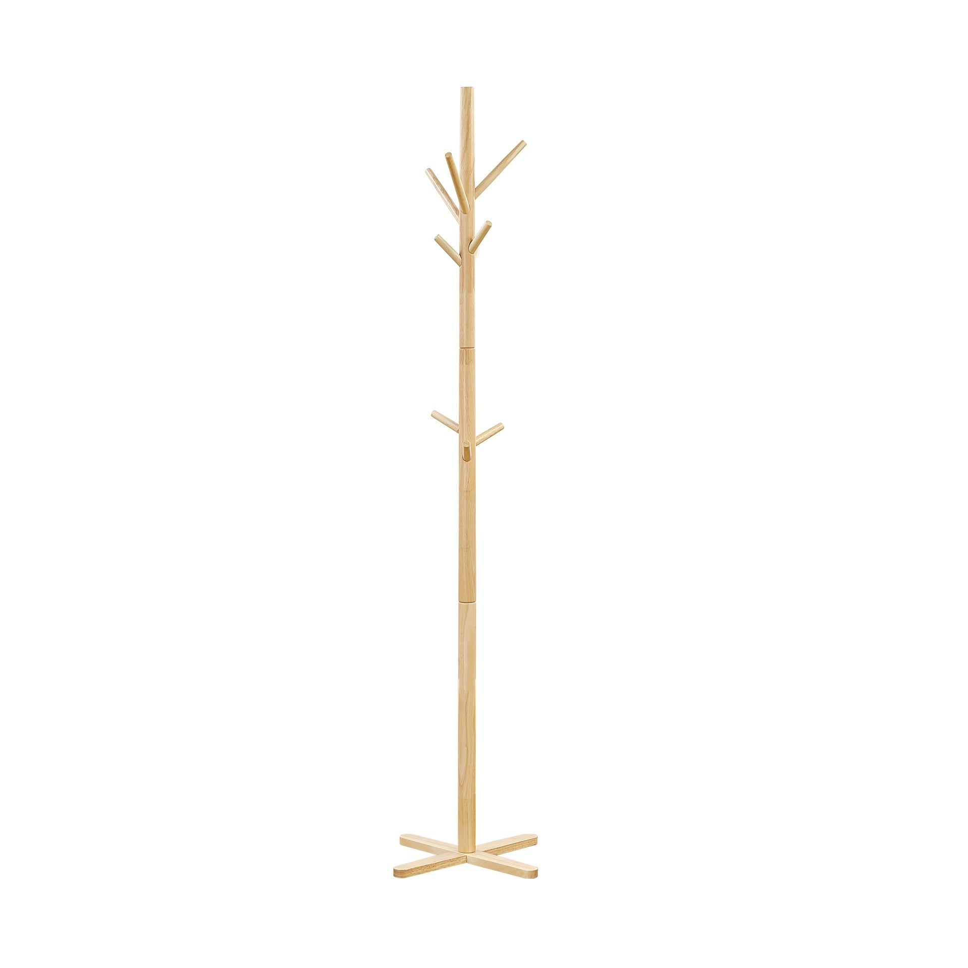 Natural Finish Modern Coat Rack Solid Wood, 9 Hooks Coat Hanger Stand Entryway Home Furniture 1pc
