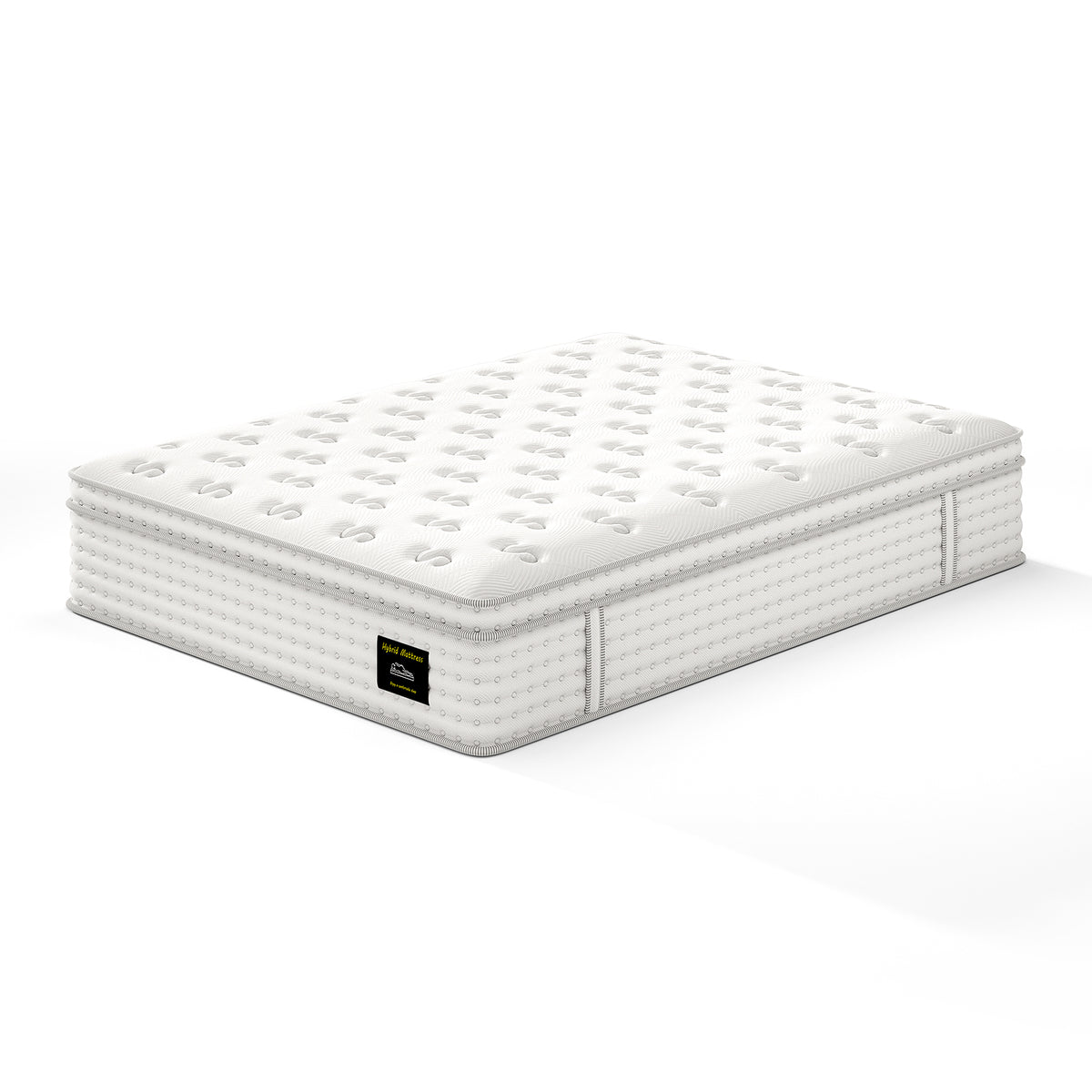 14'' Hybrid Mattress - Queen, Memory Foam & Pocket Springs for Pressure Relief, Fiberglass Free Ergonomic Home White