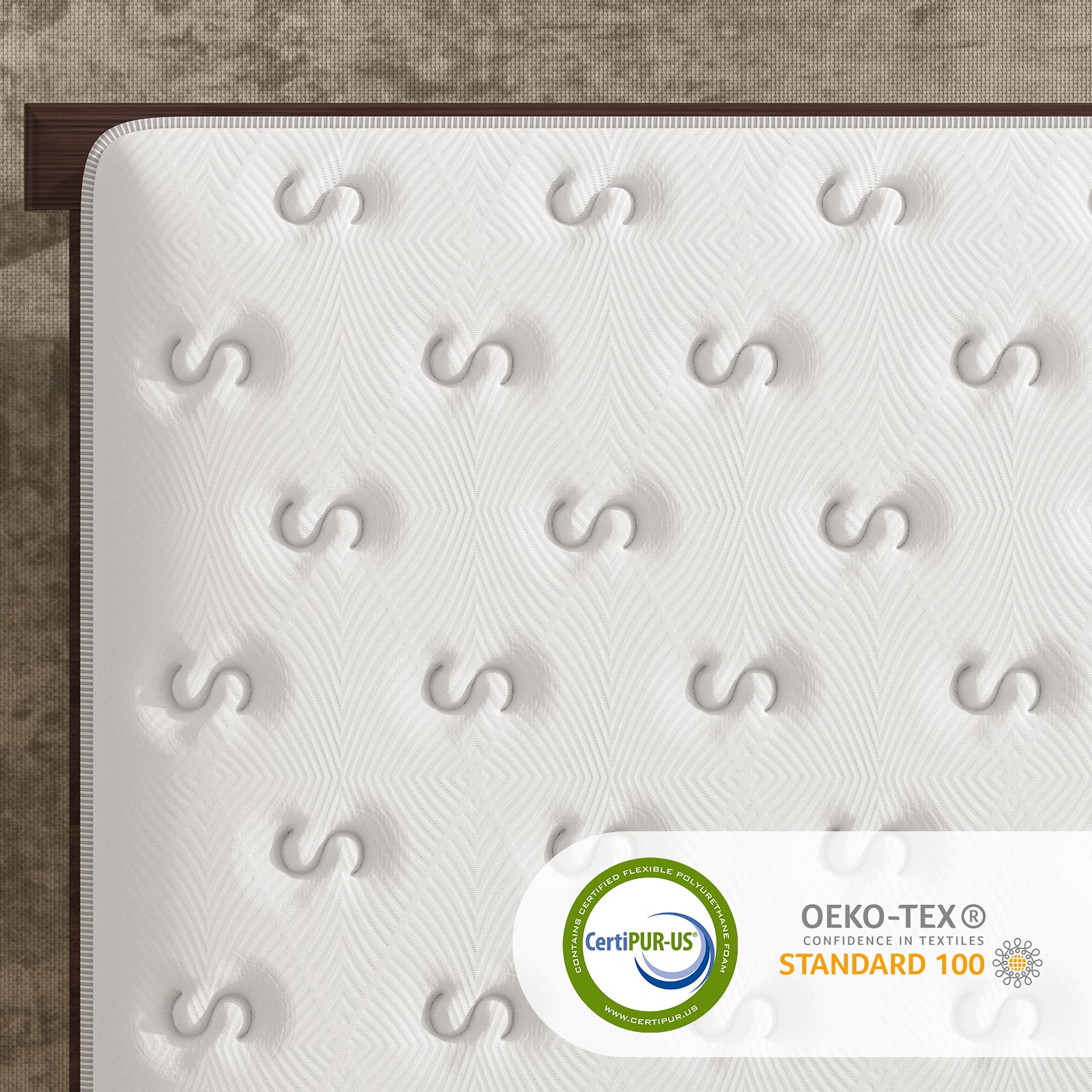 14'' Hybrid Mattress - Queen, Memory Foam & Pocket Springs for Pressure Relief, Fiberglass Free Ergonomic Home White