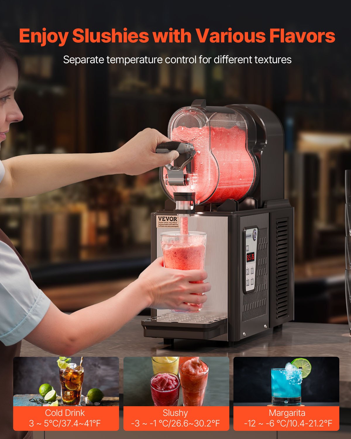 Commercial Slushy Machine, 3L Single Bowl Slush Drink Maker, 330W Frozen Drink Machine with Temperature Preservation, Stainless Steel Home Slush Frozen Drink Machine Automatic Clean, Black
