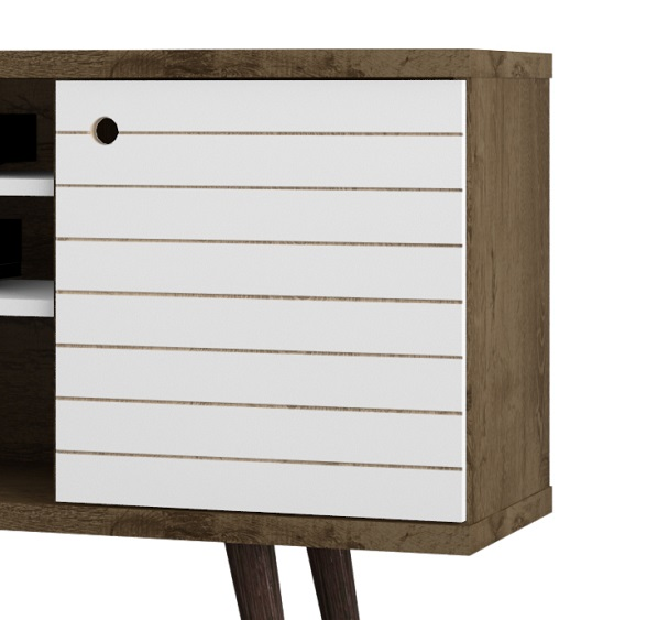 TV Stand in Rustic Brown and White
