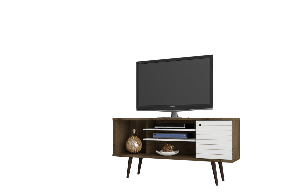 TV Stand in Rustic Brown and White