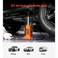 Air Hydraulic Bottle Jack 12 Ton Manual Hand Pump Automotive Car Repair