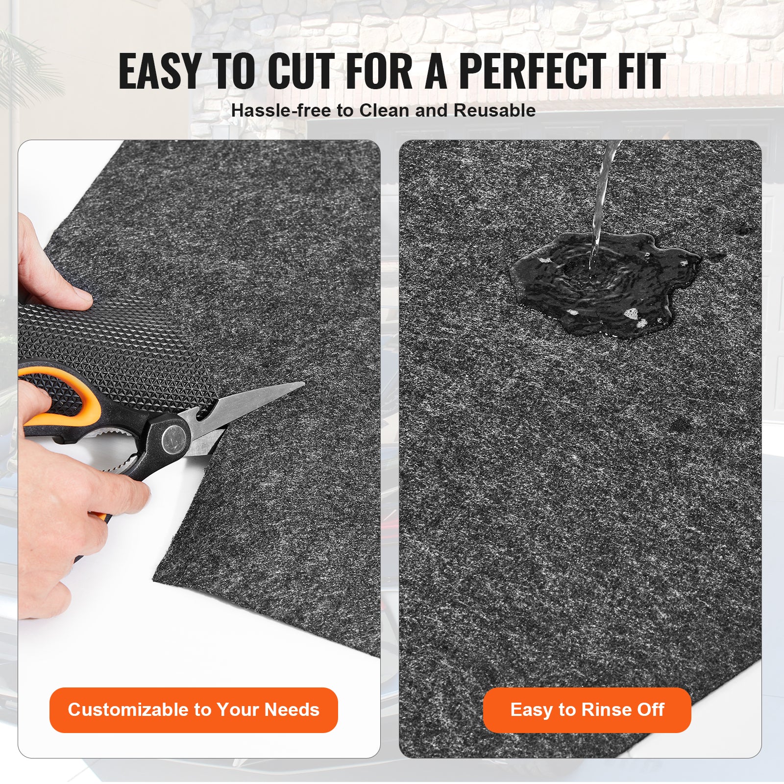 Garage Floor Mat, 8'10"x22' Waterproof Protection from Water,Snow, Rain,Mud and Oil for Cars, Non-slip Heavy Duty Containment Mat with TPE Anti-Leak Backing & Easy to Clean & Cuttable