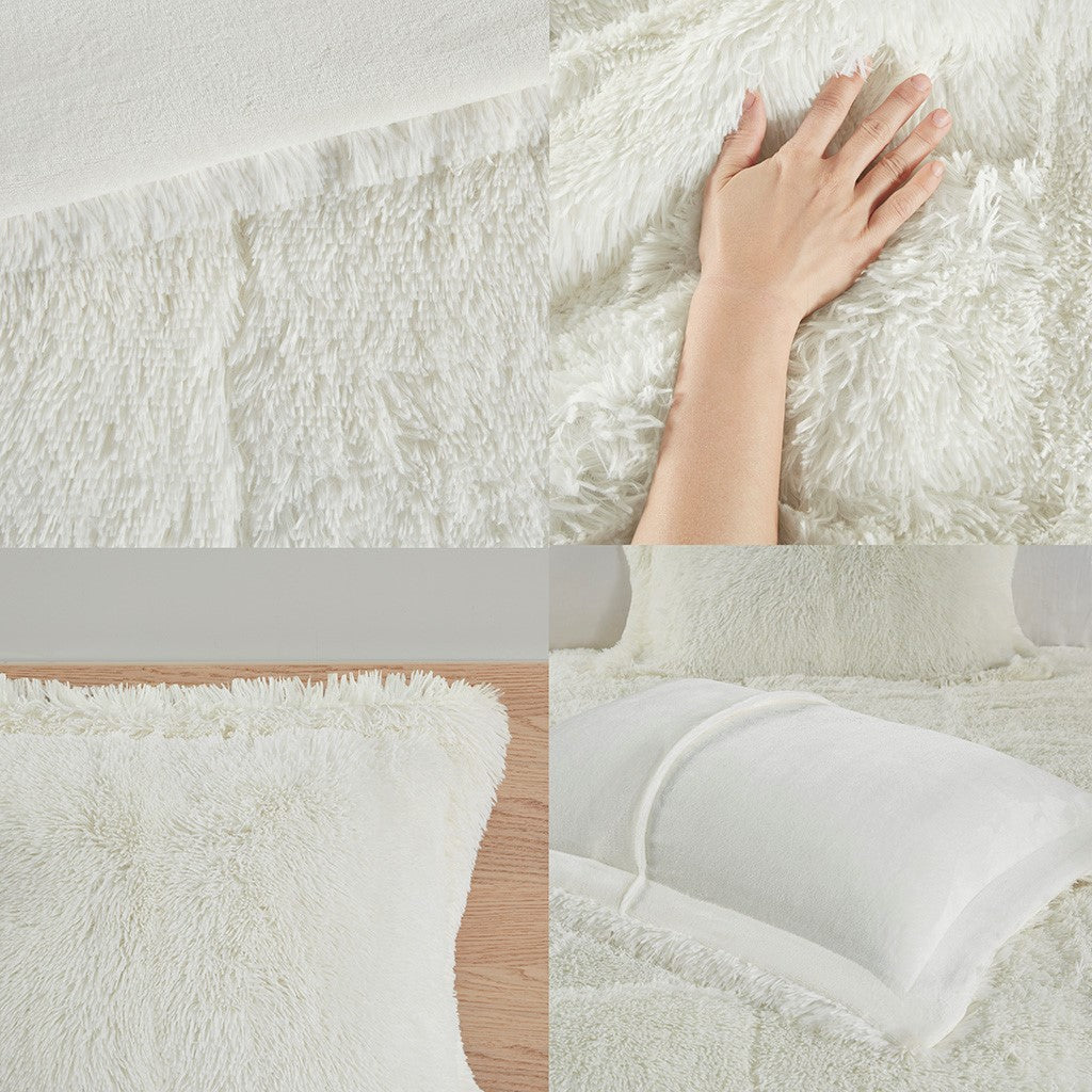 Full/Queen Shaggy Long Fur Comforter Mini Set