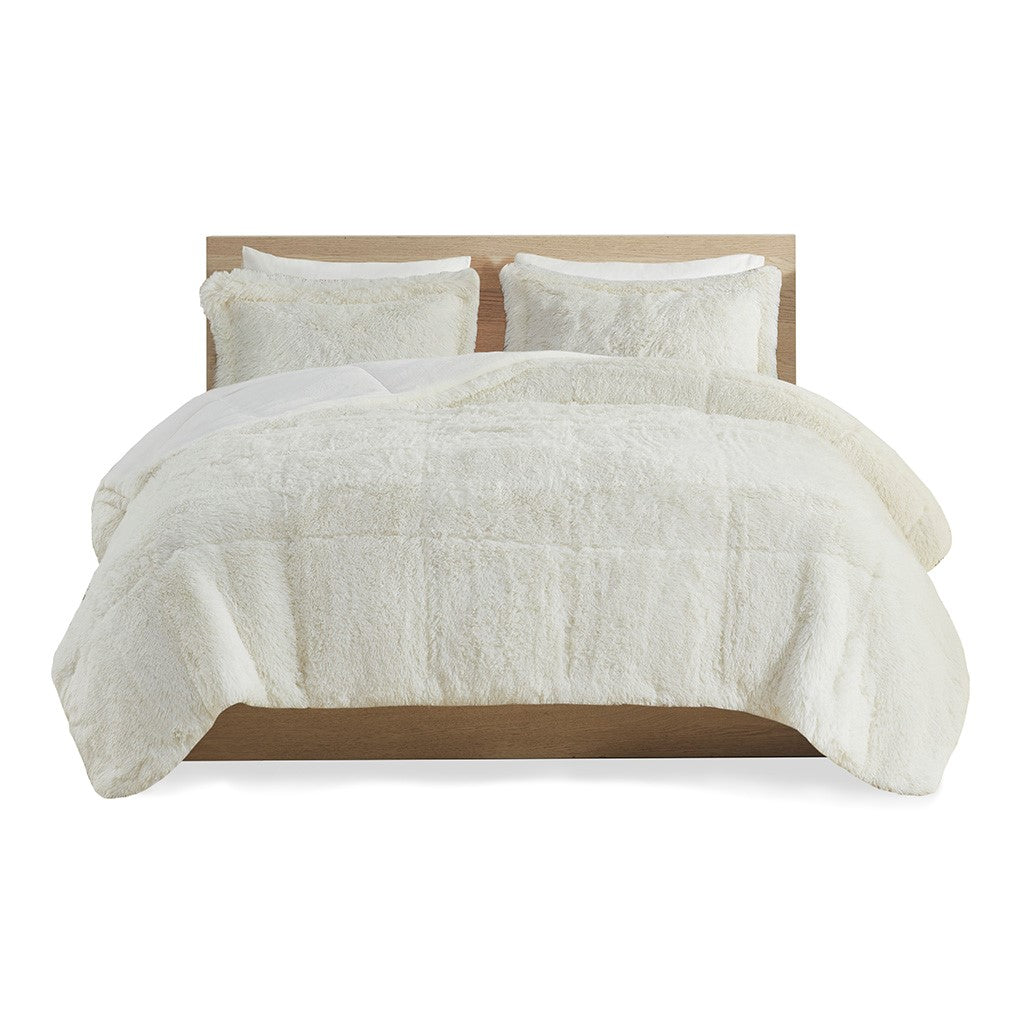 Full/Queen Shaggy Long Fur Comforter Mini Set