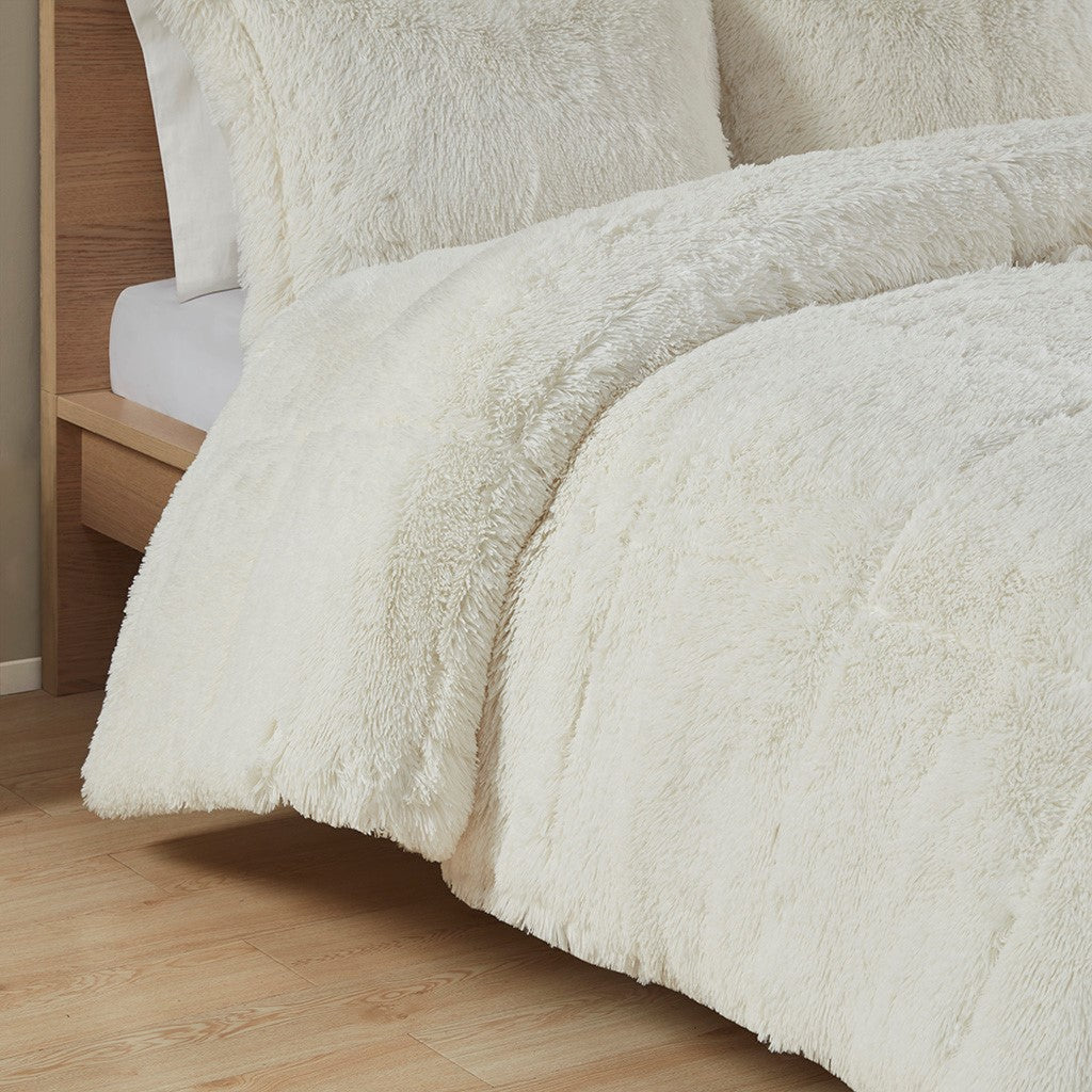 Full/Queen Shaggy Long Fur Comforter Mini Set