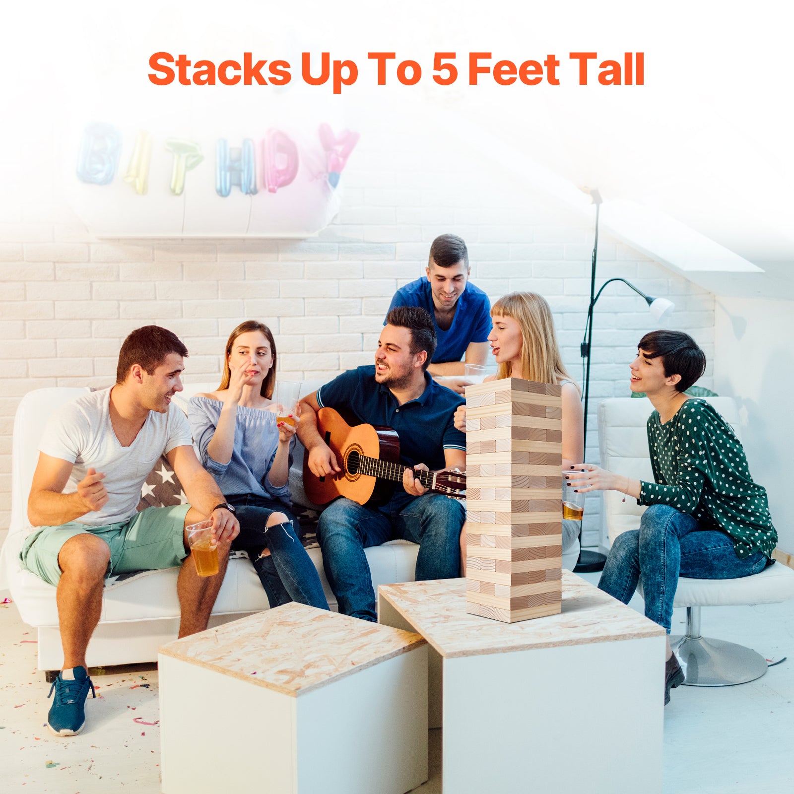 Tumbling Timber Toy 60 Blocks Giant Tumble Tower Blocks Game Pine Wood Bag