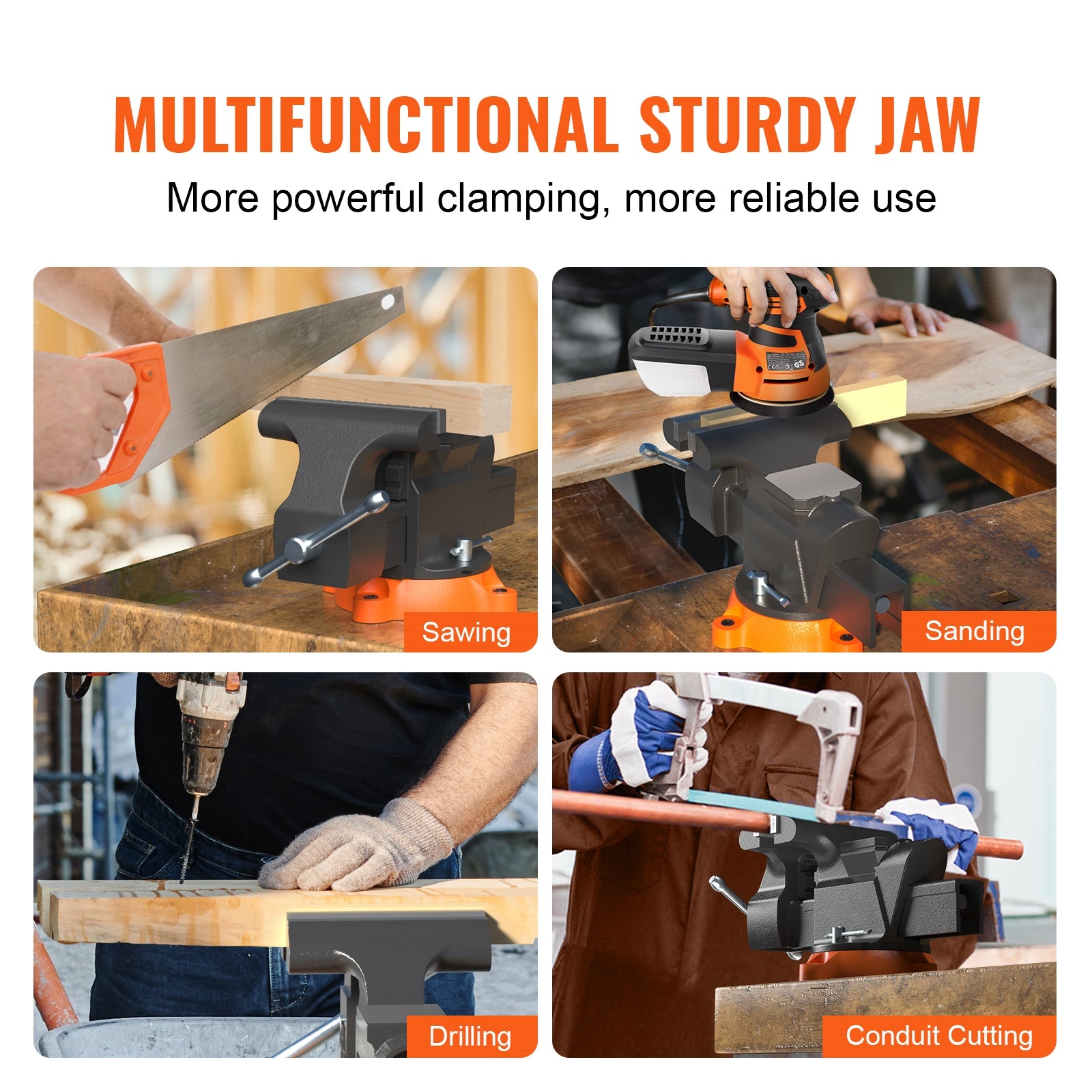 6" Bench Vise w/ Anvil 360°Swivel Locking Base Heavy Duty Ductile Iron