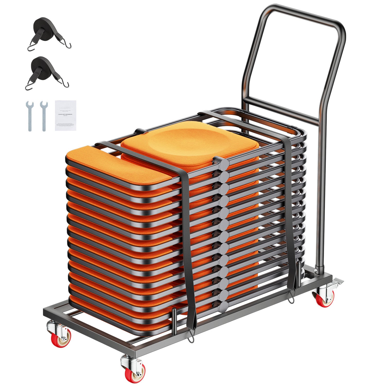 Folding Chair Rack Cart for 25 Chairs of 300 LBS L-shape Horizontal