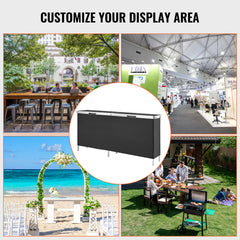 Extra Long Folding Portable Bar Table - Tradeshow Podium Table for Indoor, Outdoor, Party, Picnic, Exhibition, Includes Carrying Case, Storage Shelf and  Black Skirt, 77.95" x 15.16" x 34.65"