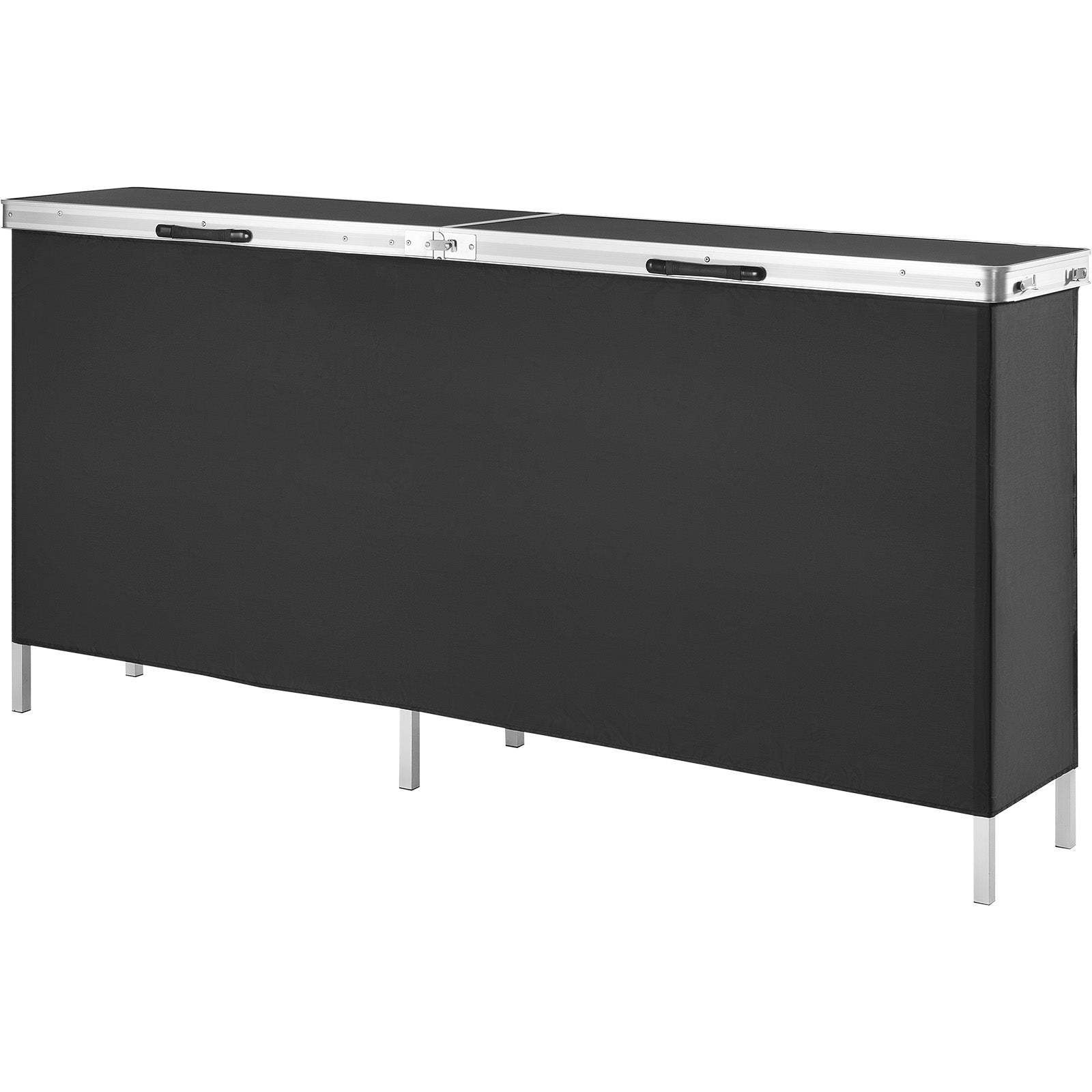 Extra Long Folding Portable Bar Table - Tradeshow Podium Table for Indoor, Outdoor, Party, Picnic, Exhibition, Includes Carrying Case, Storage Shelf and  Black Skirt, 77.95" x 15.16" x 34.65"