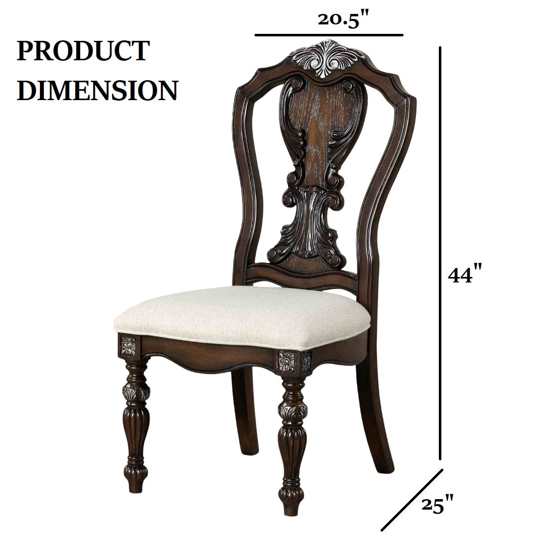 Traditional Style 2pc Side Chair Ornate Corbels Dark Brown Finish Dining Room