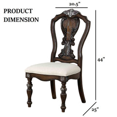 Traditional Style 2pc Side Chair Ornate Corbels Dark Brown Finish Dining Room