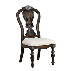 Traditional Style 2pc Side Chair Ornate Corbels Dark Brown Finish Dining Room