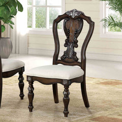 Traditional Style 2pc Side Chair Ornate Corbels Dark Brown Finish Dining Room
