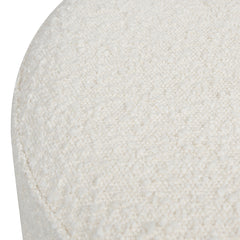 Fuji 19" Oversized Round Storage Ottoman, Ivory White Boucle