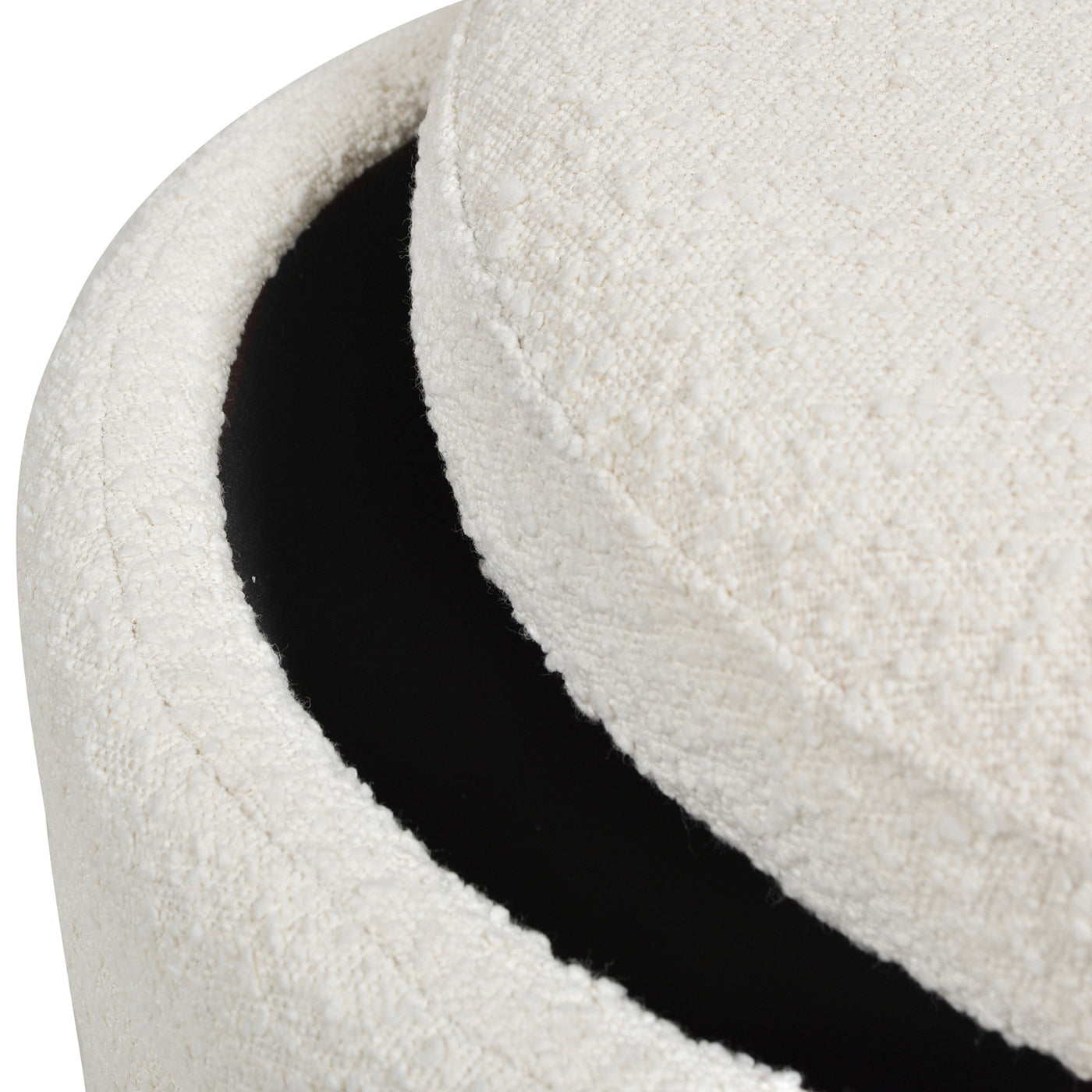 Fuji 19" Oversized Round Storage Ottoman, Ivory White Boucle