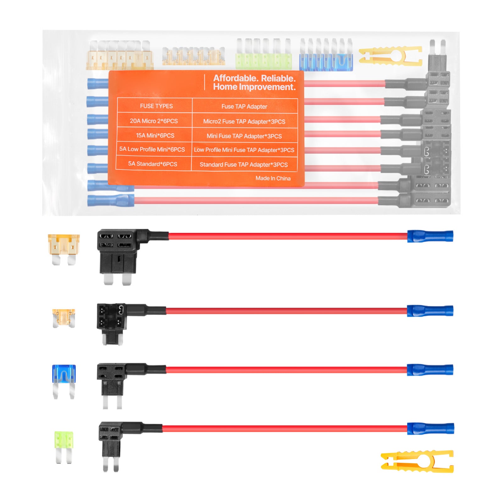 12V Car Add-a-Circuit Fuse Tap 24 Pcs Mini ATO ATC ATM Blade Fuse Holder