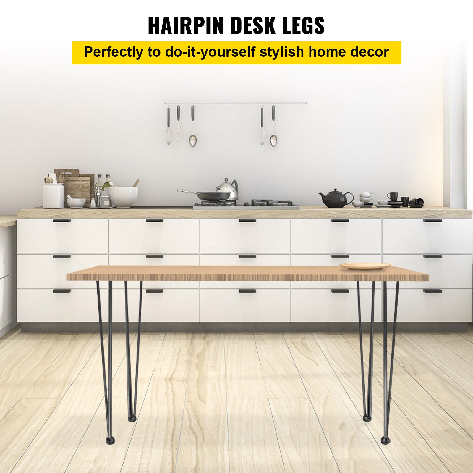 Hairpin Table Legs 36" Black Set of 4 Desk Legs 880lbs Load Capacity Hairpin Desk Legs 3 Rods for Bench Desk Dining End Table Chairs Carbon Steel DIY Heavy Duty Furniture Legs