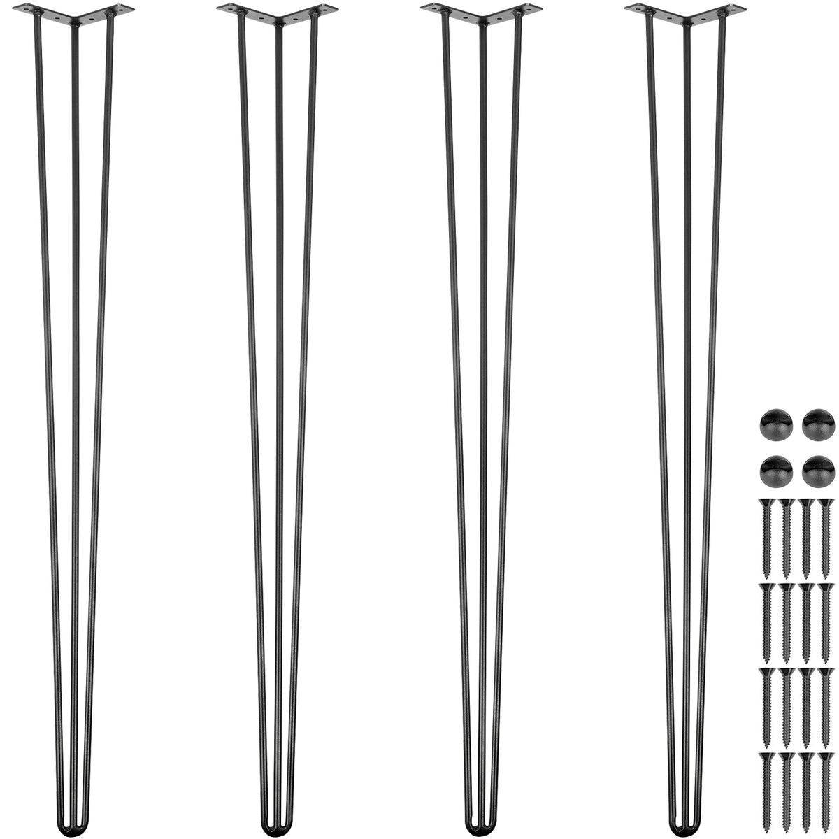 Hairpin Table Legs 36" Black Set of 4 Desk Legs 880lbs Load Capacity Hairpin Desk Legs 3 Rods for Bench Desk Dining End Table Chairs Carbon Steel DIY Heavy Duty Furniture Legs