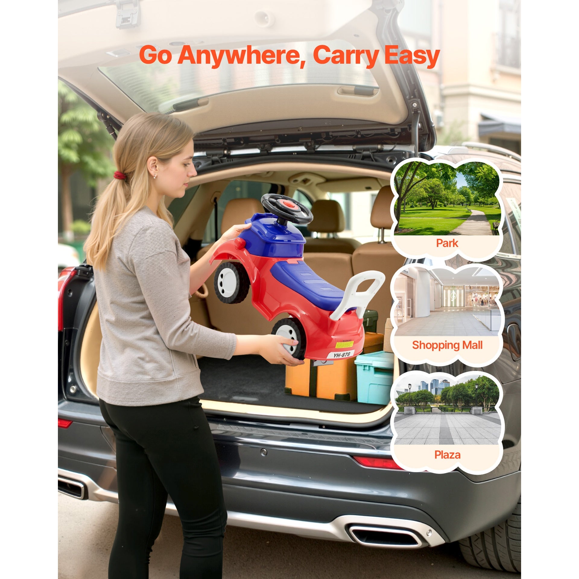 Ride On Toddler Push Car, Push Car for Toddler 19 to 36 Months, Kids Ride On Toy with Music & Under-seat Storage, 55 lbs Load Capacity, Foot-to-Floor Walker for Toddlers Boys Girls, Red