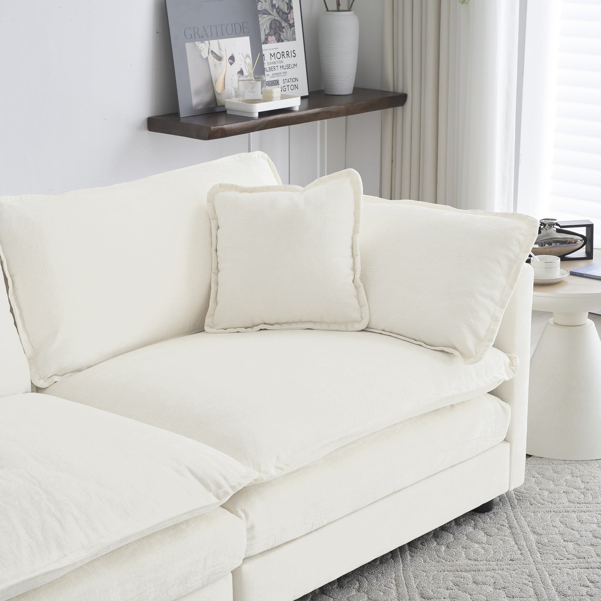 2 Seater Loveseat and Chair Set, 2 Piece Sofa & Chair Set, Loveseat and Accent Chair , 2-Piece Upholstered Chenille Sofa Living Room Couch Furniture(1+2 Seat ) ,White Chenille