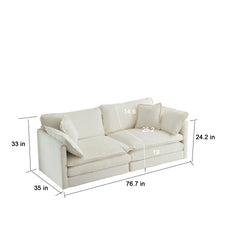 2 Seater Loveseat and Chair Set, 2 Piece Sofa & Chair Set, Loveseat and Accent Chair , 2-Piece Upholstered Chenille Sofa Living Room Couch Furniture(1+2 Seat ) ,White Chenille