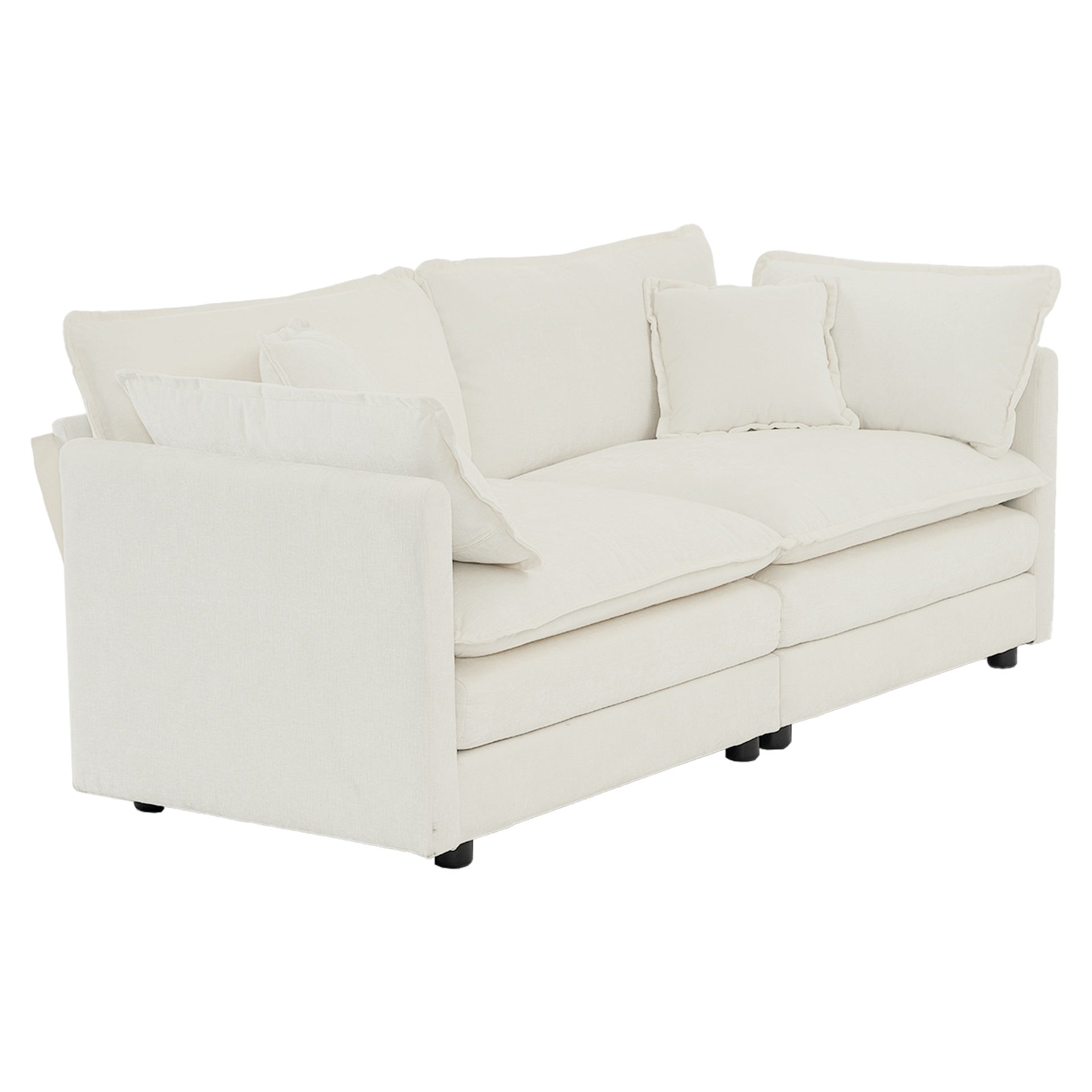 2 Seater Loveseat and Chair Set, 2 Piece Sofa & Chair Set, Loveseat and Accent Chair , 2-Piece Upholstered Chenille Sofa Living Room Couch Furniture(1+2 Seat ) ,White Chenille