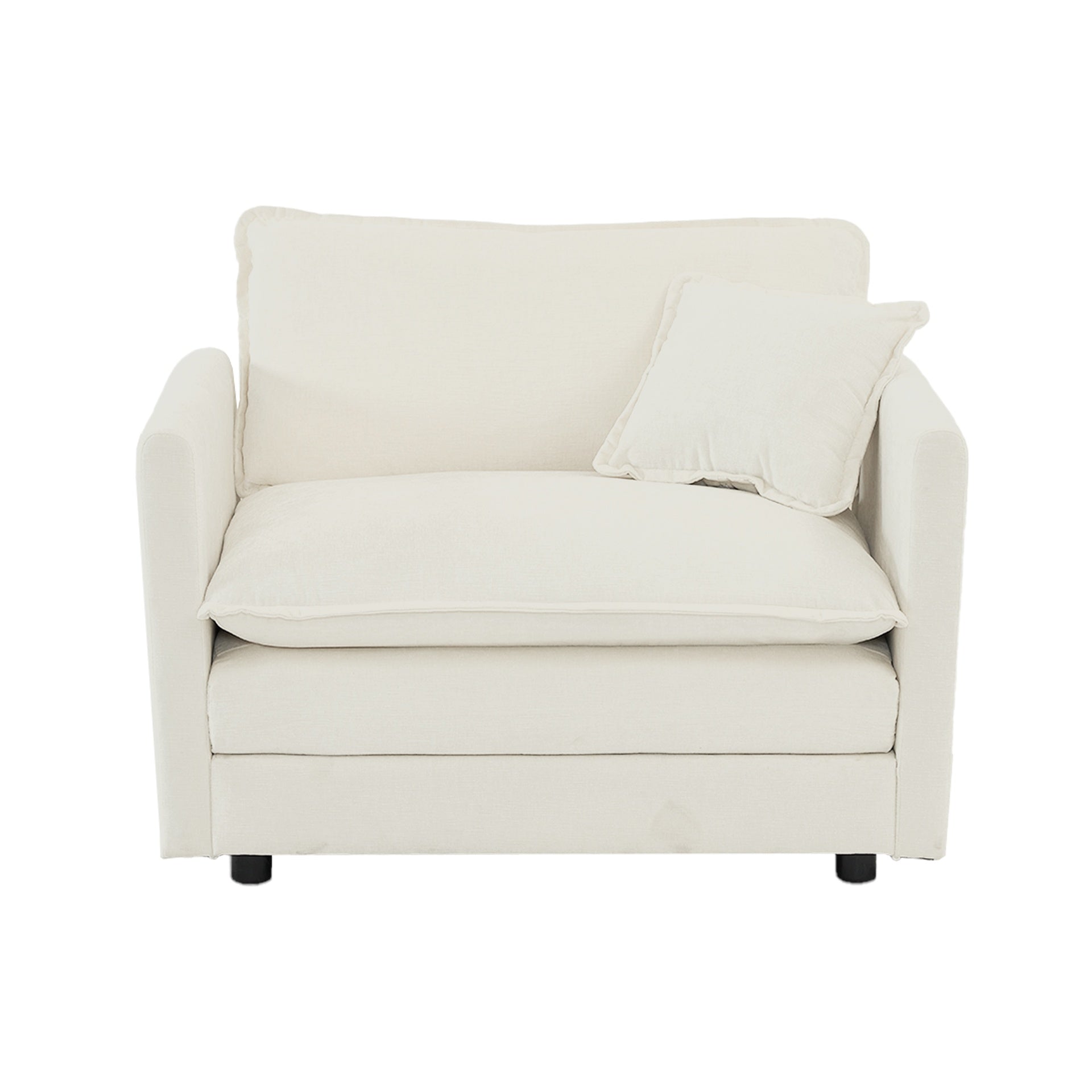 2 Seater Loveseat and Chair Set, 2 Piece Sofa & Chair Set, Loveseat and Accent Chair , 2-Piece Upholstered Chenille Sofa Living Room Couch Furniture(1+2 Seat ) ,White Chenille
