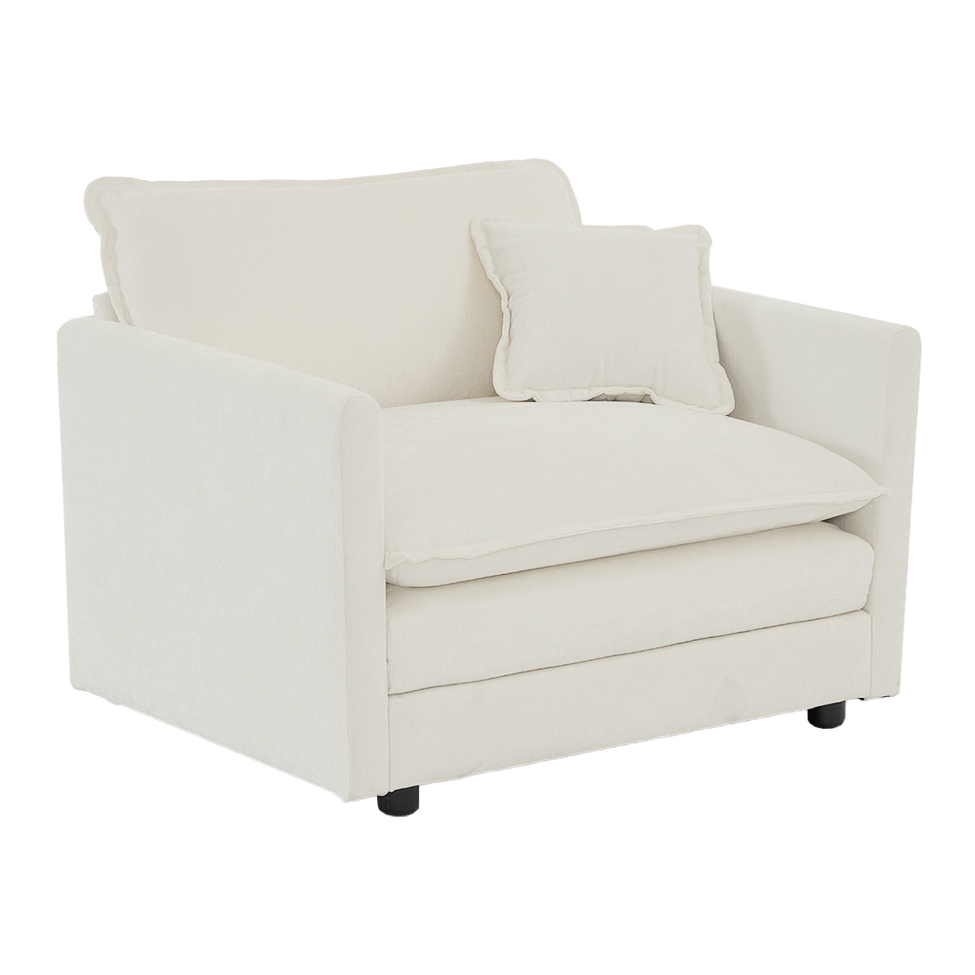 2 Seater Loveseat and Chair Set, 2 Piece Sofa & Chair Set, Loveseat and Accent Chair , 2-Piece Upholstered Chenille Sofa Living Room Couch Furniture(1+2 Seat ) ,White Chenille