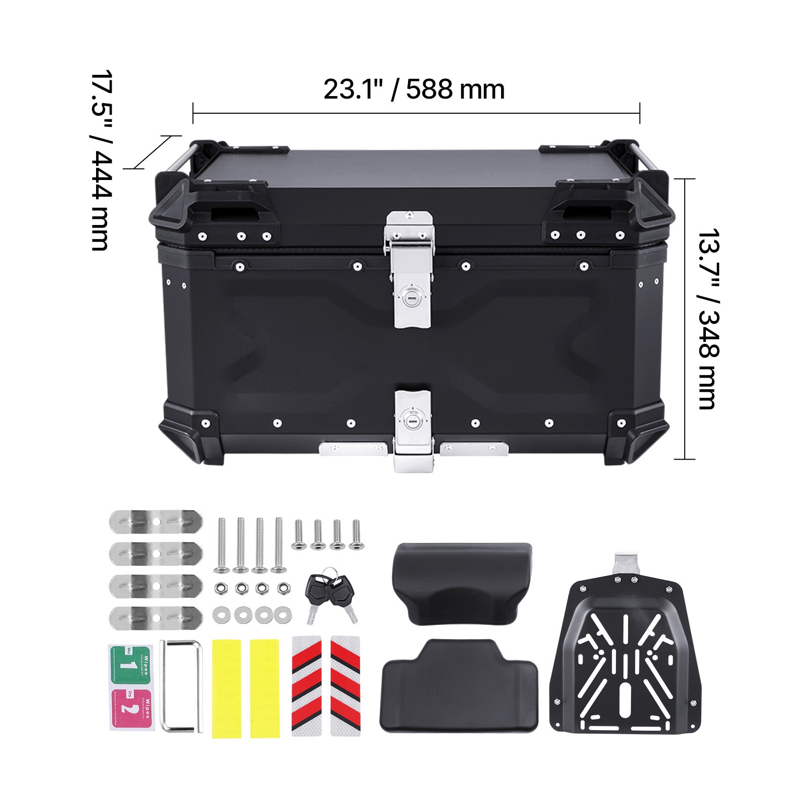 65L Motorcycle Top Case Universal Motorbike Tail Box with Leather Lining