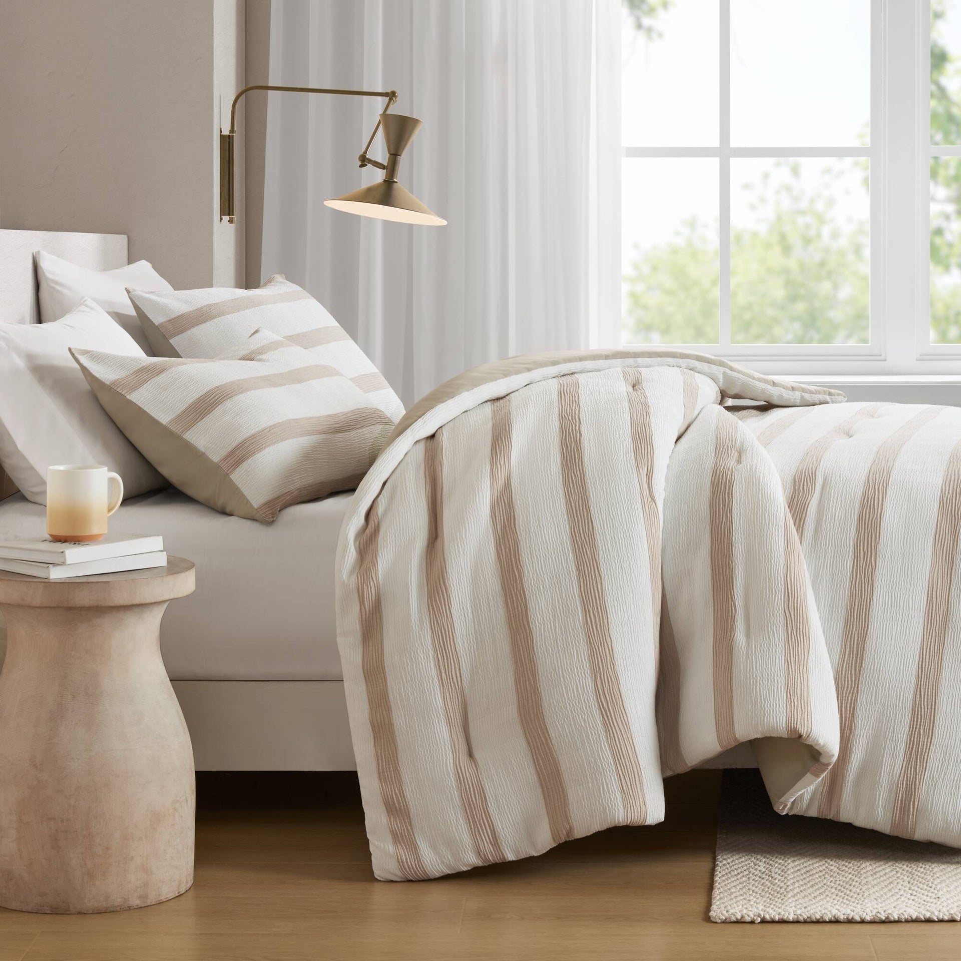 3-Piece Full/Queen Yarn-dyed striped comforter