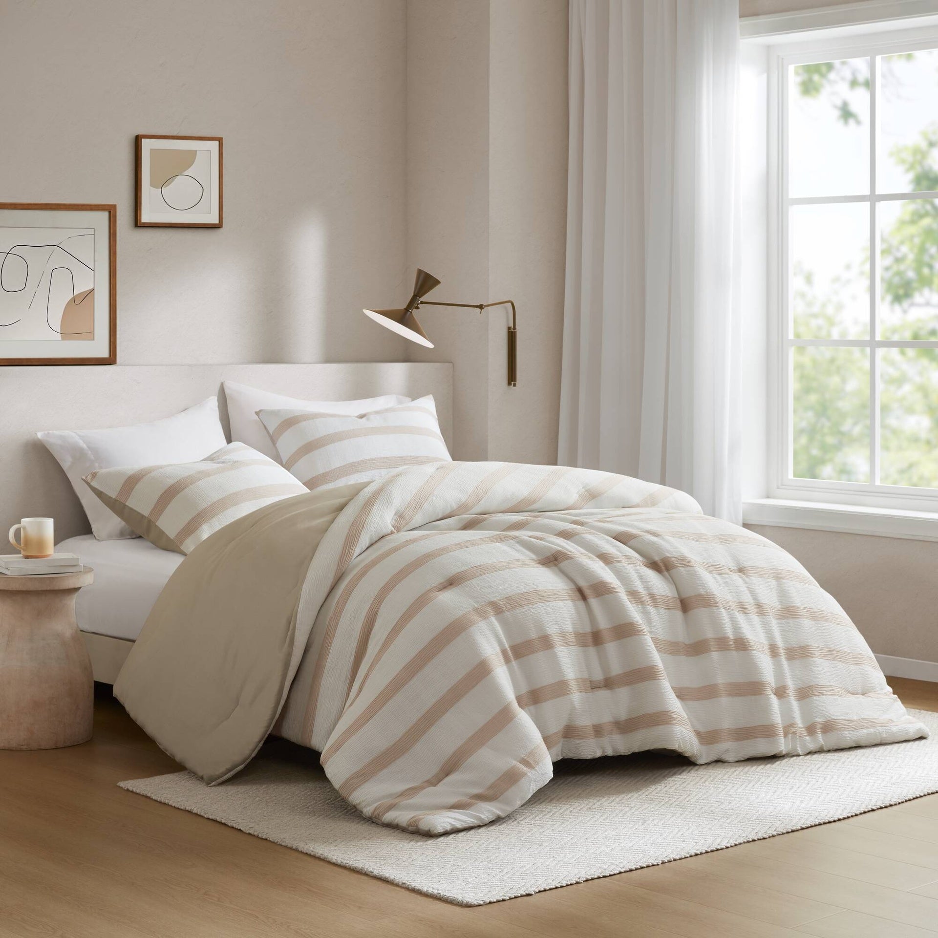 3-Piece Full/Queen Yarn-dyed striped comforter